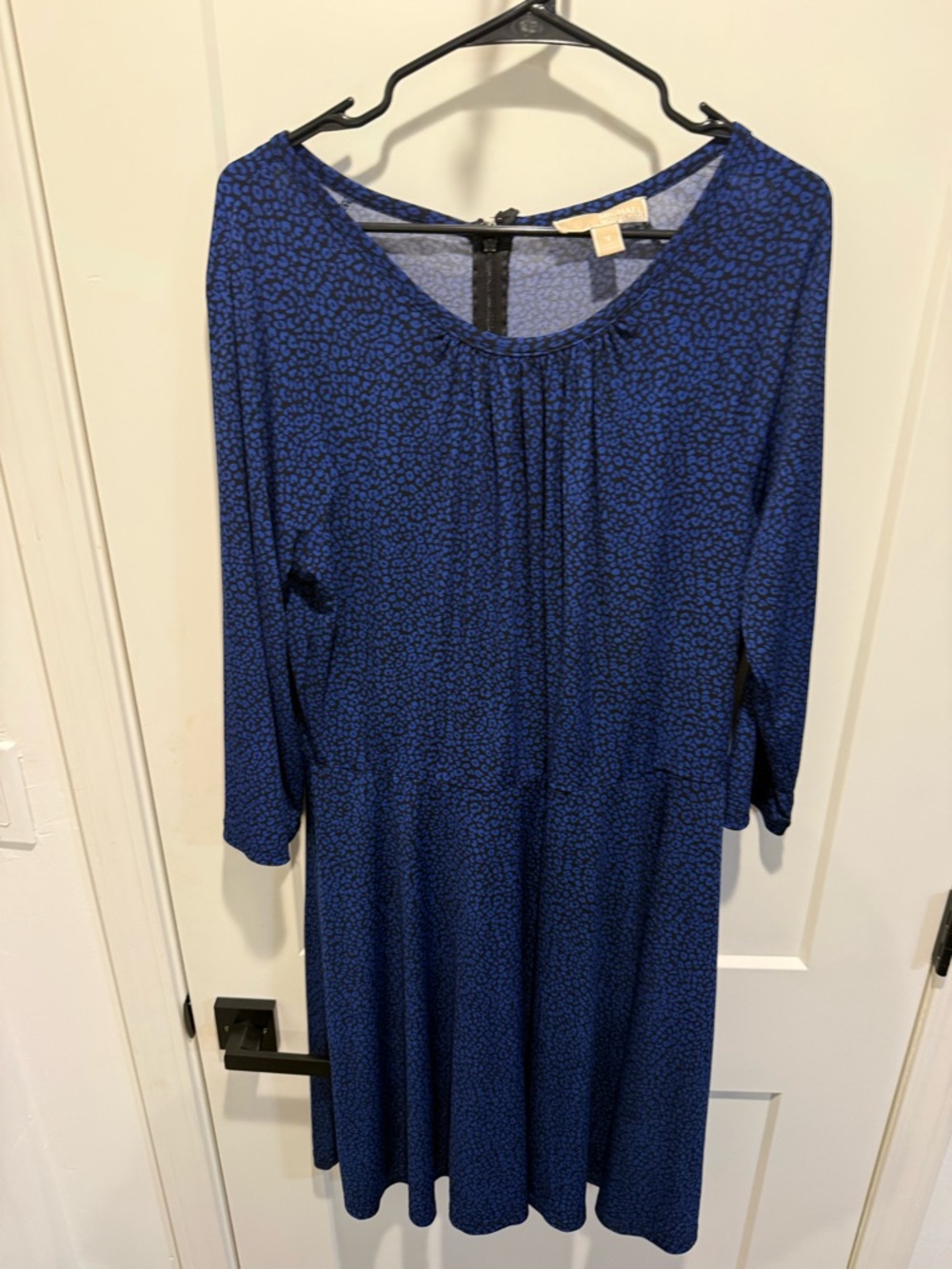 Michael Kors Blue Printed Long Sleeve Dress
